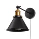 Kinkiet regulowany metalowy Edison z kablem ANTIC BRASS