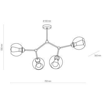 Lampa sufitowa Fairy 1942 złota LOFT klosz szklany