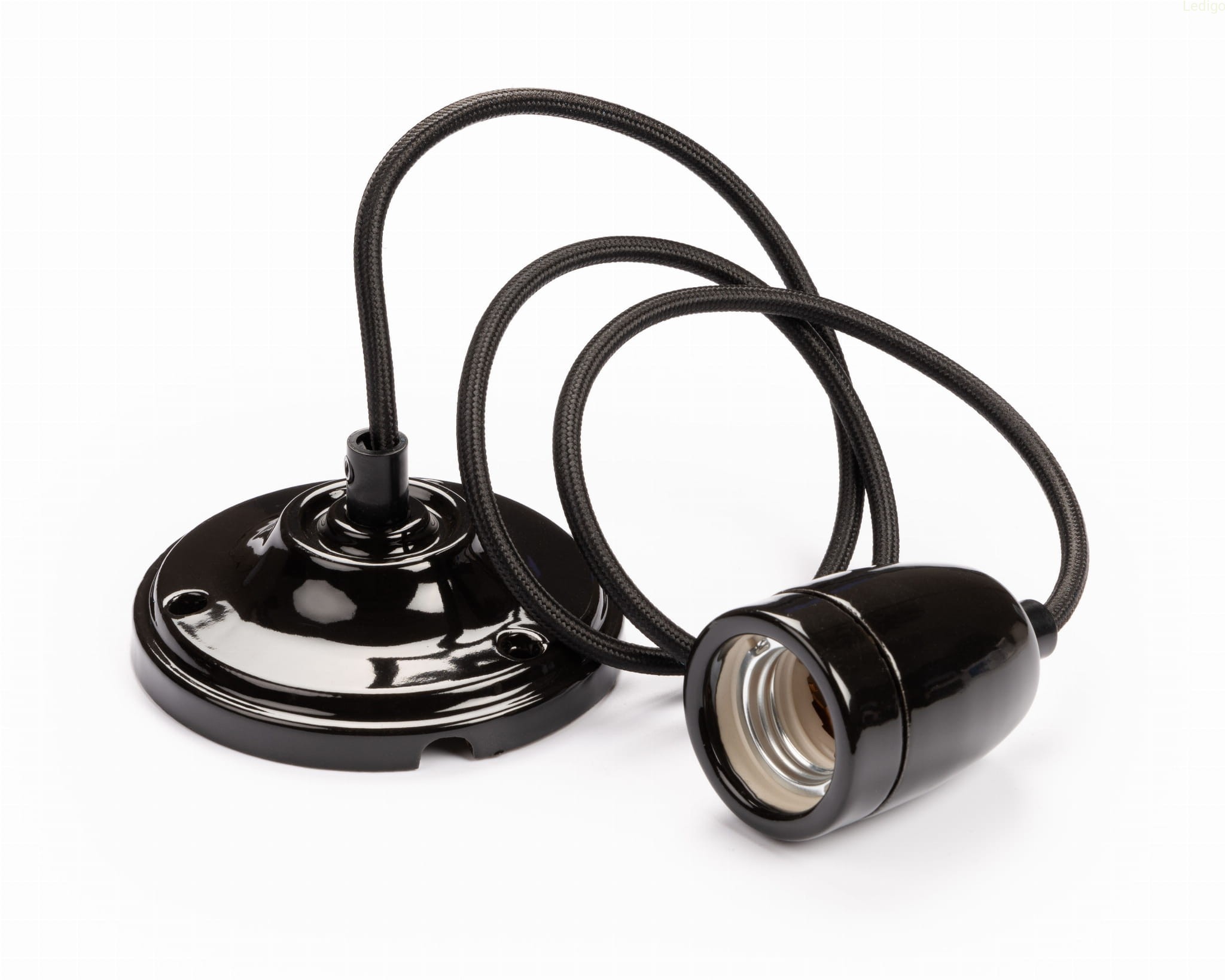 Lampa Zawieś ceramiczna na żarówkę E27 czarna