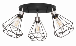 Lampa sufitowa plafon 3 klosze Diament czarny
