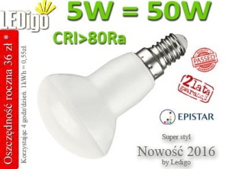 Żarówka R39 LED E14 5W=50W Ciepła