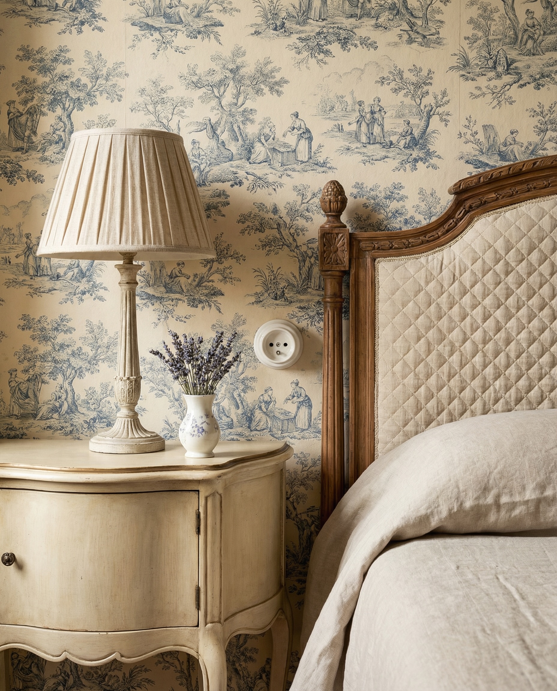 Gniazdo ceramiczne w sypialni