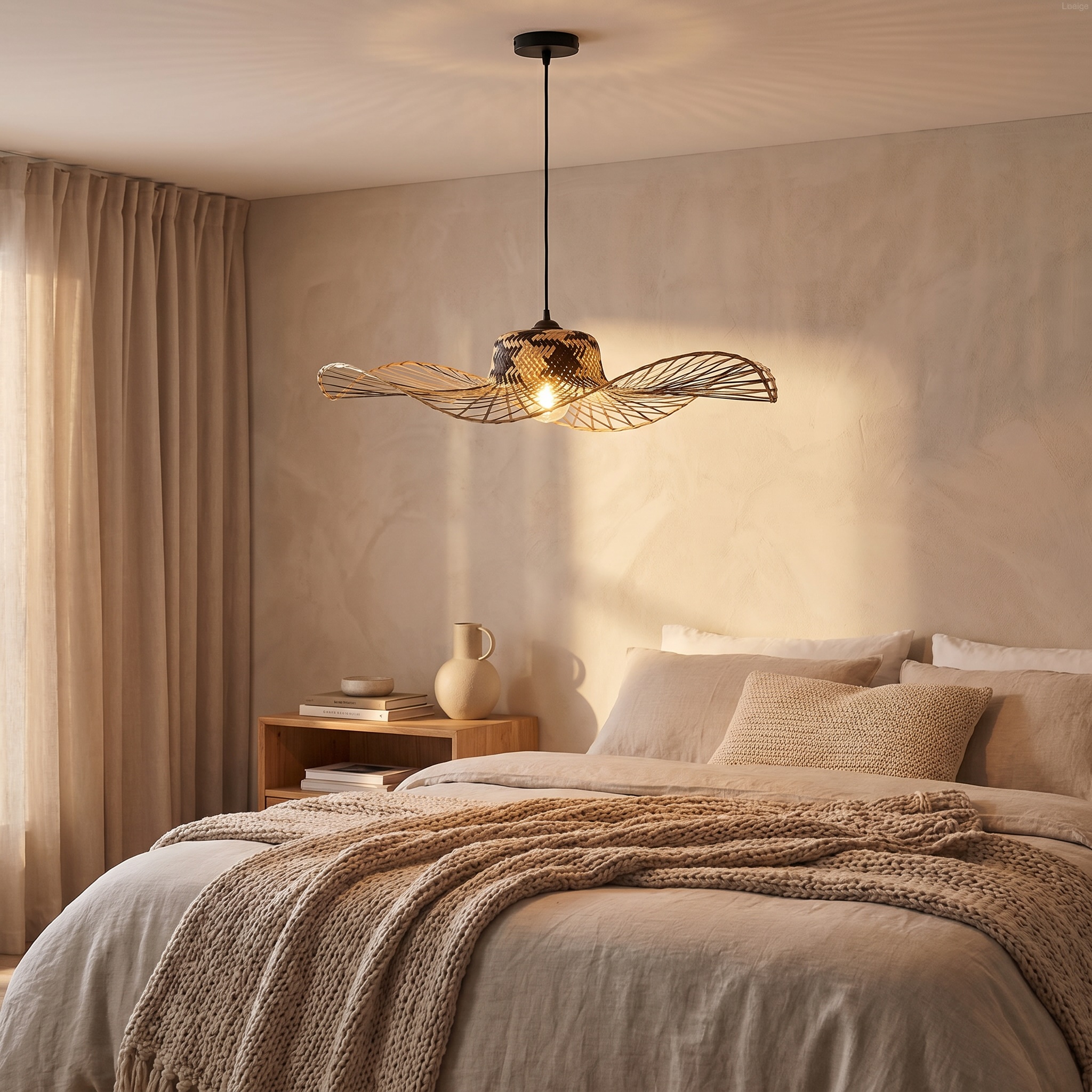 Lampa bambusowa do sypialni oświetlenie boho