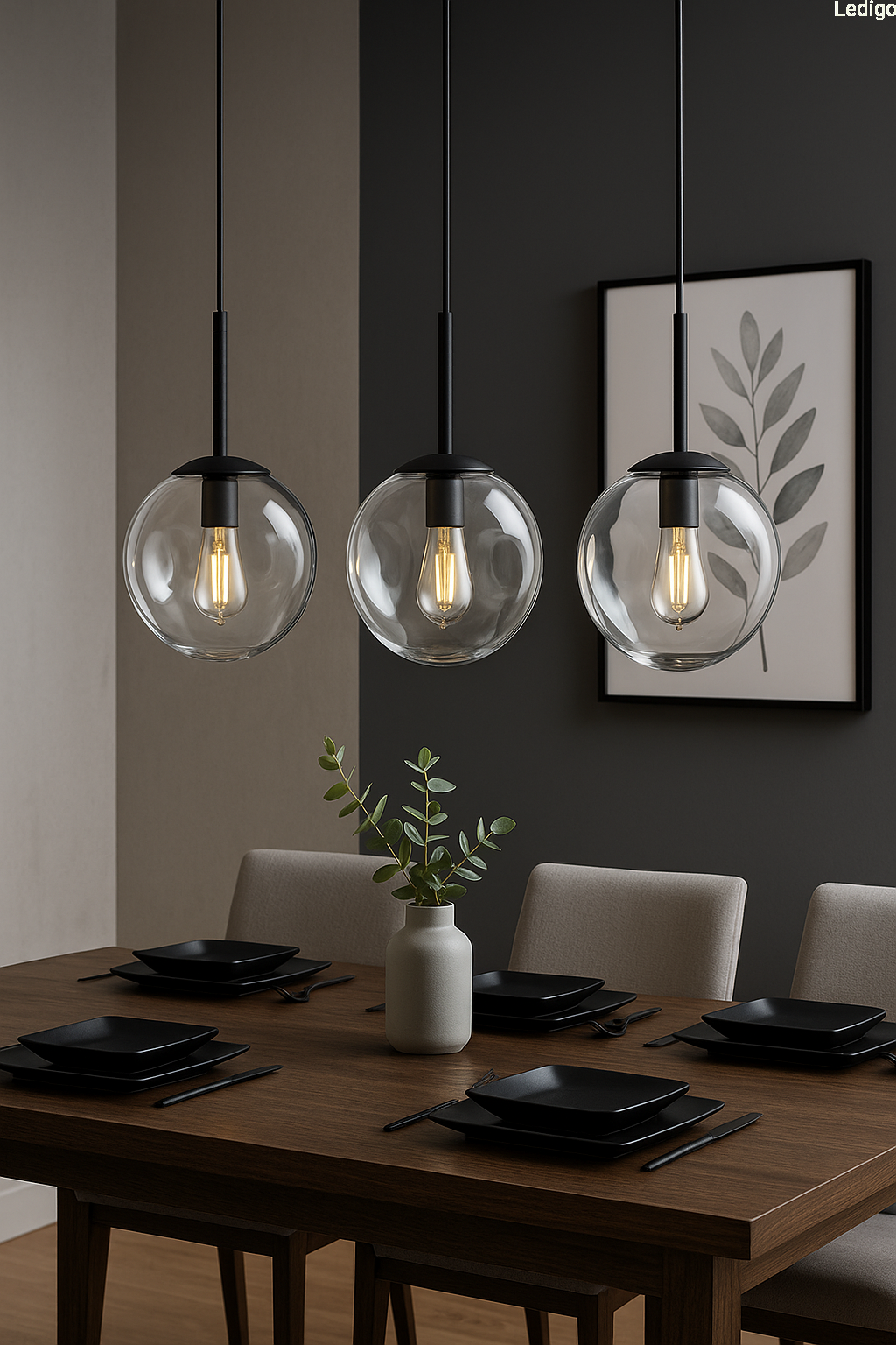Szklane lampy nad stół