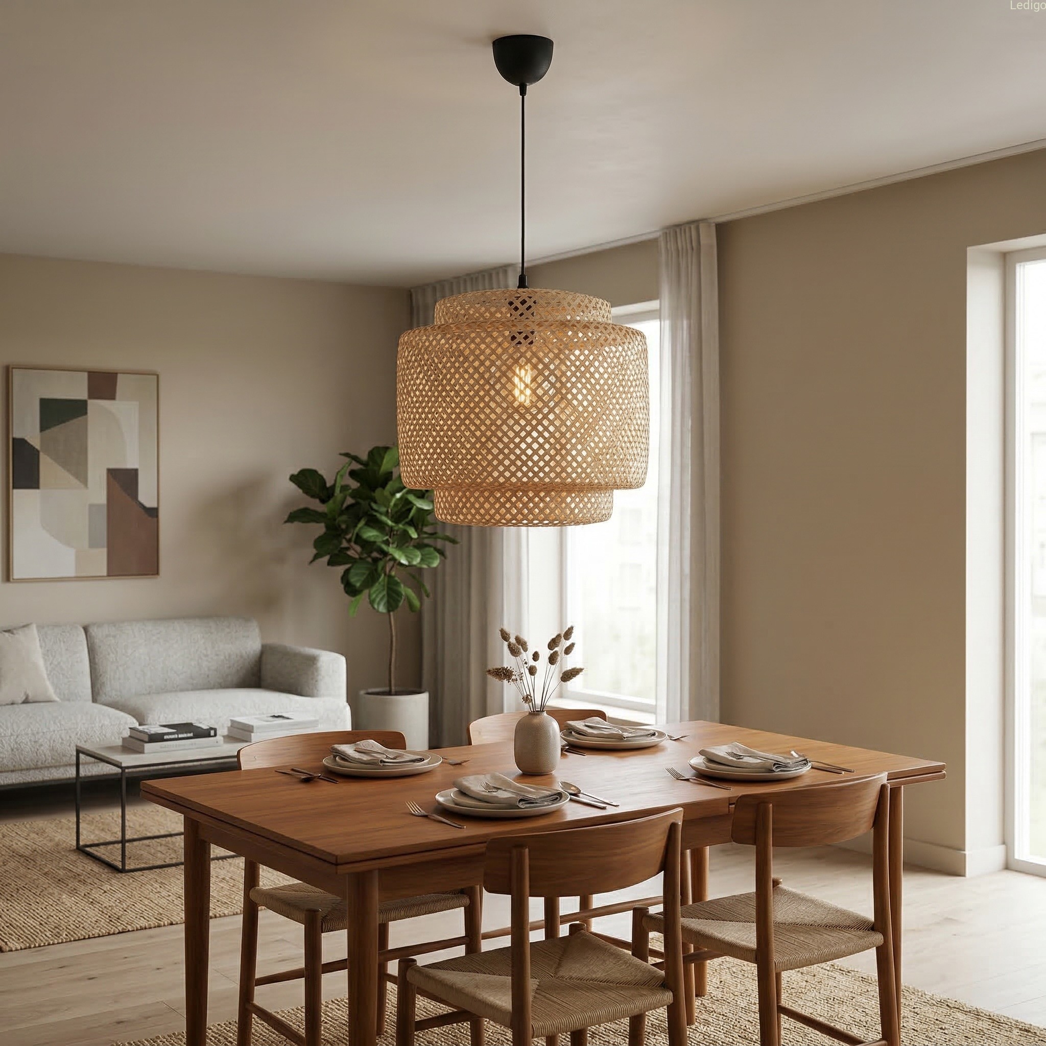 Lampa bambusowa duża nad stół