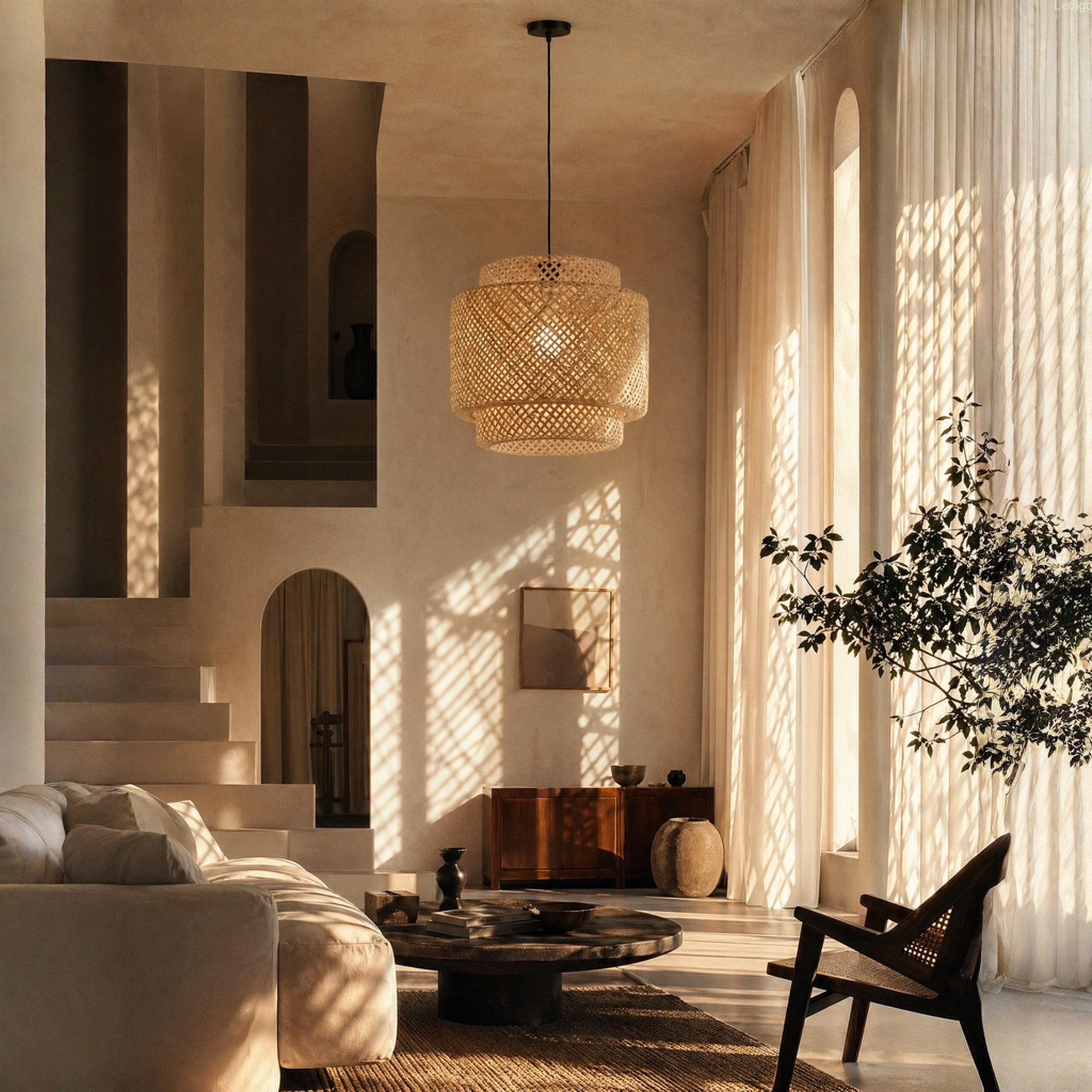 Lampa boho bambusowa do salonu