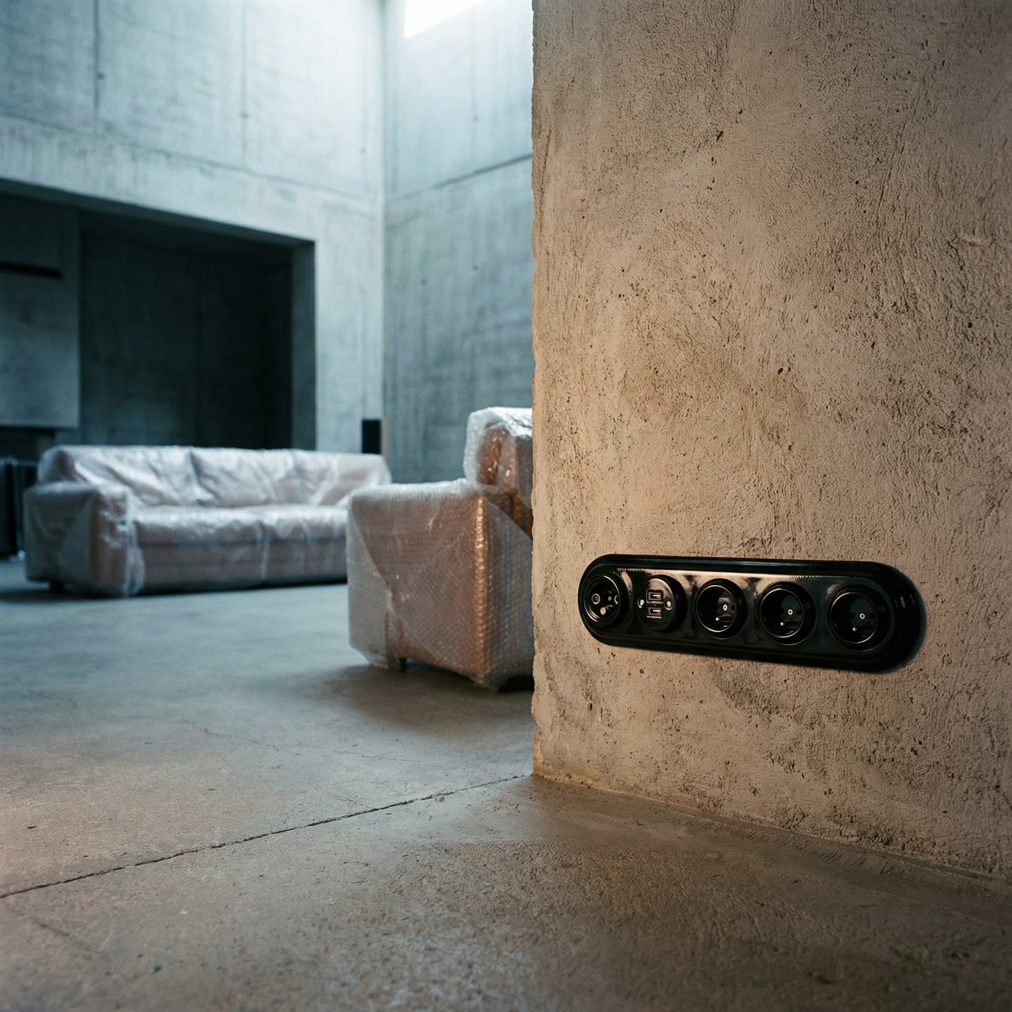 Gniazda ceramiczne w stylu loft czarne